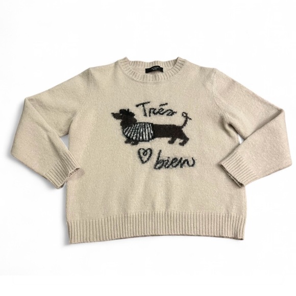 MaxMara Sweaters - RARE MaxMara Weekend Alpaca wool Jumper Trés Bien Beige Jacquard Dog Sweater S